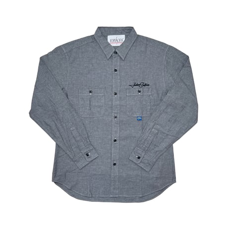 JOHN SOFIA “Staff Uniform” LS Chambray Shirt (BLACK) | ジョンソフィア スタッフユニフォーム ロングスリーブ シャンブレーシャツ（ブラック）