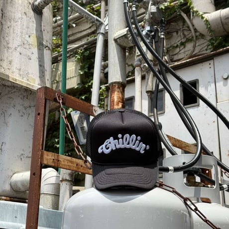 CHILLIN' Logo 5panel Mesh Cap (Black) | チリン ロゴ ファイブパネル メッシュ キャップ（ブラック）