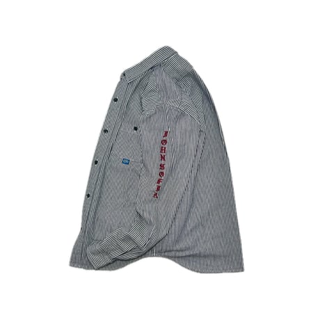 JOHN SOFIA ”Don't fucking call me.” LS Hickory Shirt (INDIGO/WHITE) | ジョンソフィア ドントファッキンコールミーヒッコリーシャツ
