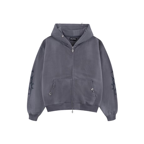 SUPPLIER Tribal Bones Pierced Zip Hoodie (Blue Gray) | サプライヤー トライバル ボーンズ ピアスド ジップ フーディー（ブルーグレー）