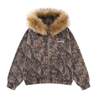 SUPPLIER Tree Camo Faux Fur Cross Zip Hoodie (KHAKI) | サプライヤー ツリーカモ フォーファー クロス ジップフーディー（カーキ）