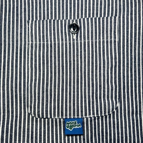 JOHN SOFIA ”Don't fucking call me.” LS Hickory Shirt (INDIGO/WHITE) | ジョンソフィア ドントファッキンコールミーヒッコリーシャツ