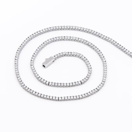 $ole only CZ Diamond 2mm Tennis Chain Necklace (Silver18”20”) | ソールオンリー CZダイヤモンド 2ミリテニスチェーンネックレス