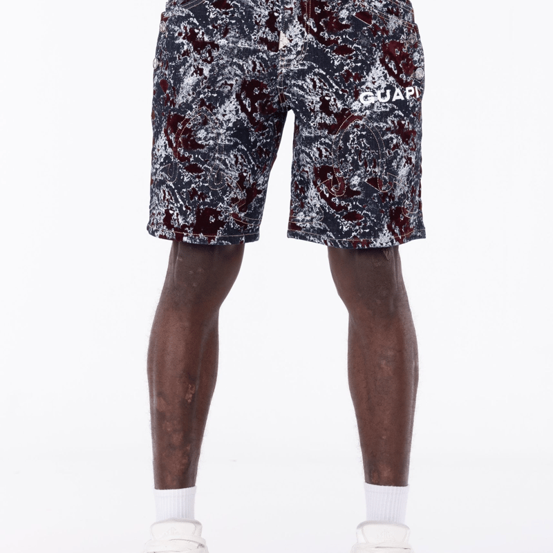 GUAPI Wine Red Laser Velvet Shorts (Black)｜グアピ