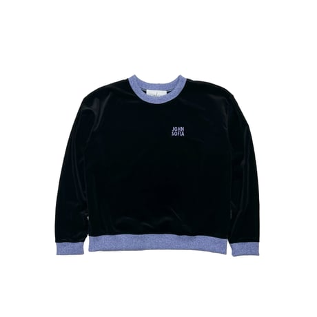 JOHN SOFIA Velour Crewneck (Black&Purple)｜ジョンソフィア ベロア クルーネック（ブラック&パープル)