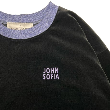 JOHN SOFIA Velour Crewneck (Black&Purple)｜ジョンソフィア ベロア クルーネック（ブラック&パープル)