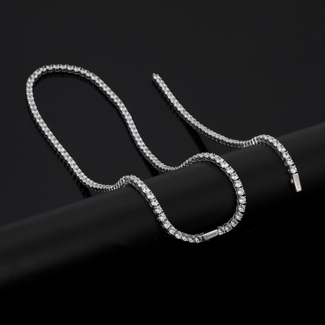 $ole only CZ Diamond 4mm Tennis Chain Necklace (Silver18”22”)｜ソールオンリー CZダイヤモンド 4mmテニスチェーンネックレス