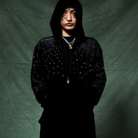 SUPPLIER Micro Cross Rhinestone Velour Zip Hoodie (Black)｜サプライヤー マイクロ クロス ラインストーン ベロアジップフーディー（ブラック）