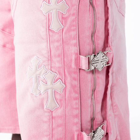 GUAPI French Rose Cross Buckle Shorts (Pink)｜グアピ フレンチ ローズ クロス バックル ショーツ（ピンク）
