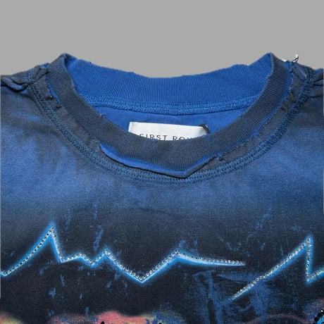 FIRST ROW FAITH DEALER GRAFFITI TEE (Blue)｜ファーストロウ フェイス ディーラー グラフィティ Tシャツ（ブルー）