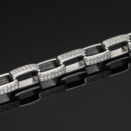 $ole only CZ Diamond Box Chain Bracelet (Silver)｜ソールオンリー CZ ダイヤモンド ボックスチェーン ブレスレット（シルバー）