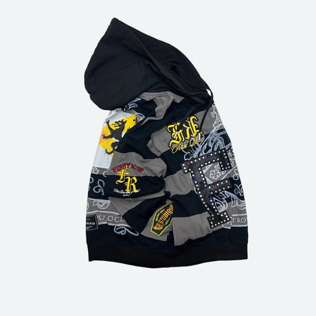 FIRST ROW FIRST ROW CLUB STUDDED CREST HOODIE (GRAY) | ファースト ロウ ファースト ロウ クラブ スタデッド クレスト フーディー（グレー）
