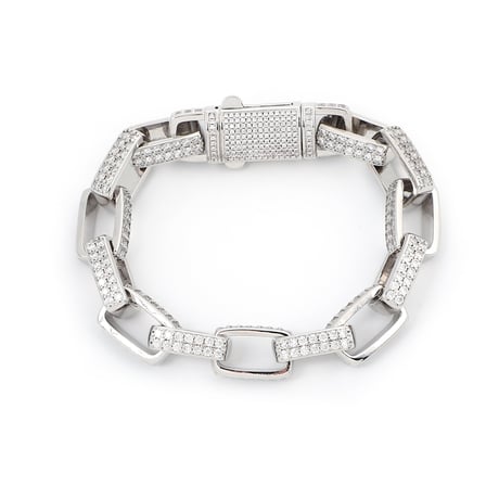$ole only CZ Diamond Box Chain Bracelet (Silver)｜ソールオンリー CZ ダイヤモンド ボックスチェーン ブレスレット（シルバー）