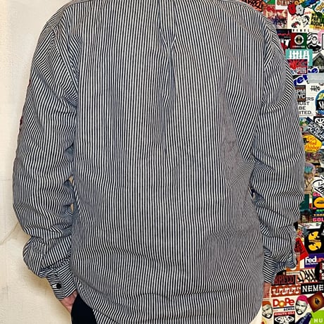 JOHN SOFIA ”Don't fucking call me.” LS Hickory Shirt (INDIGO/WHITE) | ジョンソフィア ドントファッキンコールミーヒッコリーシャツ