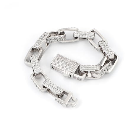 $ole only CZ Diamond Box Chain Bracelet (Silver)｜ソールオンリー CZ ダイヤモンド ボックスチェーン ブレスレット（シルバー）