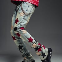 GUAPI Wine Red Vintage Stars Denim (Blue)｜グアピ ワイン レッド ヴィンテージ スターズ デニム（ブルー）
