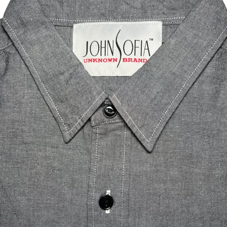 JOHN SOFIA “Staff Uniform” LS Chambray Shirt (BLACK) | ジョンソフィア スタッフユニフォーム ロングスリーブ シャンブレーシャツ（ブラック）