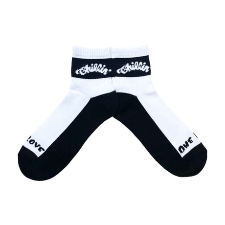CHILLIN' Logo Socks “Low” (Black / White) | チリン ロゴ ソックス “ロー”（ブラック／ホワイト）