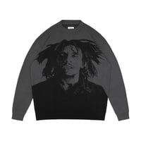 BOB MARLEY × POT MEETS POP NATTY DREAD KNITTED SWEATER (GRAY)｜ボブ・マーリー × ポットミーツポップ ニットセーター（グレー）