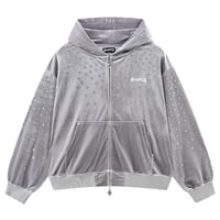 SUPPLIER Micro Cross Rhinestone Velour Zip Hoodie (Gray)｜サプライヤー マイクロ クロス ラインストーンベロアジップフーディー（グレー）