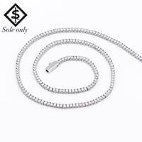 $ole only CZ Diamond 2mm Tennis Chain Necklace (Silver18”20”) | ソールオンリー CZダイヤモンド 2ミリテニスチェーンネックレス
