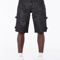 GUAPI All Black Cross Buckle Shorts (Black)｜グアピ オールブラック クロス バックル ショーツ（ブラック）