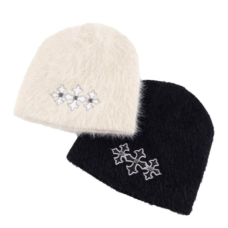 SUPPLIER Triple Cross Shaggy Knit Beanie (Beige)｜サプライヤー トリプル クロス シャギー ニット ビーニー（ベージュ）