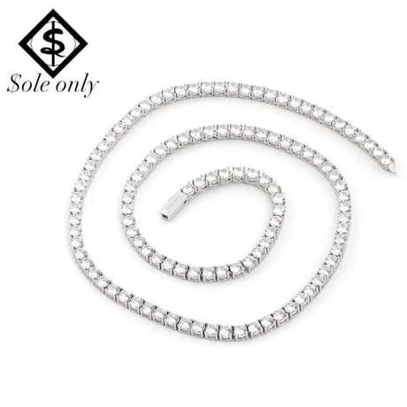 $ole only CZ Diamond 4mm Tennis Chain Necklace (Silver18”22”)｜ソールオンリー CZダイヤモンド 4mmテニスチェーンネックレス