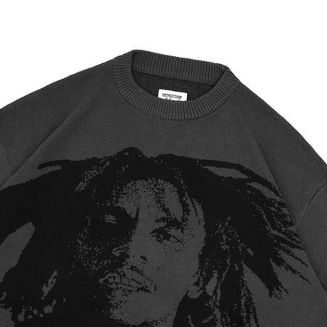 BOB MARLEY × POT MEETS POP NATTY DREAD KNITTED SWEATER (GRAY)｜ボブ・マーリー × ポットミーツポップ ニットセーター（グレー）