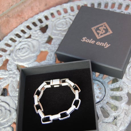 $ole only CZ Diamond Box Chain Bracelet (Silver)｜ソールオンリー CZ ダイヤモンド ボックスチェーン ブレスレット（シルバー）