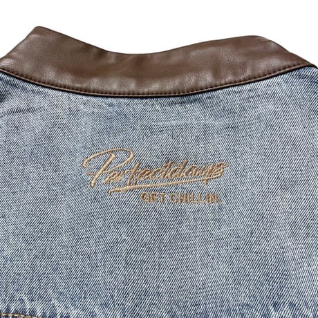 CHILLIN’ Single Riders Jacket (Blue/Brown)｜チリン シングル ライダース ジャケット（ブルー／ブラウン）