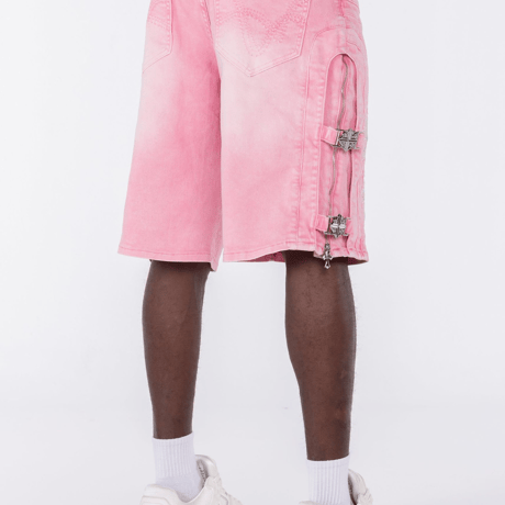GUAPI French Rose Cross Buckle Shorts (Pink)｜グアピ フレンチ ローズ クロス バックル ショーツ（ピンク）
