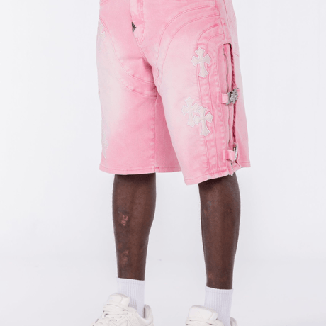 GUAPI French Rose Cross Buckle Shorts (Pink)｜グアピ フレンチ ローズ クロス バックル ショーツ（ピンク）