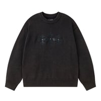 SUPPLIER Washed Triple Cross Leather Patch Crew Knit (Black)｜サプライヤー トリプル クロス レザー パッチ クルー ニット（ブラック）