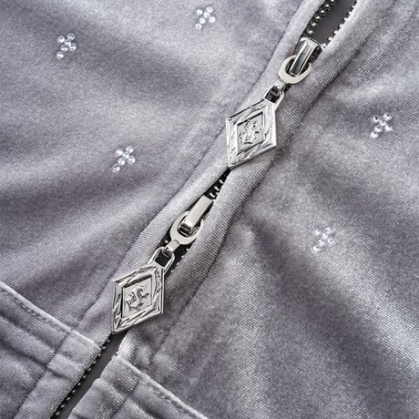 SUPPLIER Micro Cross Rhinestone Velour Zip Hoodie (Gray)｜サプライヤー マイクロ クロス ラインストーンベロアジップフーディー（グレー）