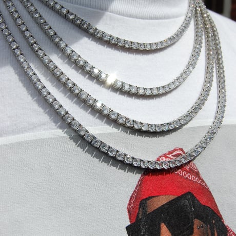 $ole only CZ Diamond 4mm Tennis Chain Necklace (Silver18”22”)｜ソールオンリー CZダイヤモンド 4mmテニスチェーンネックレス