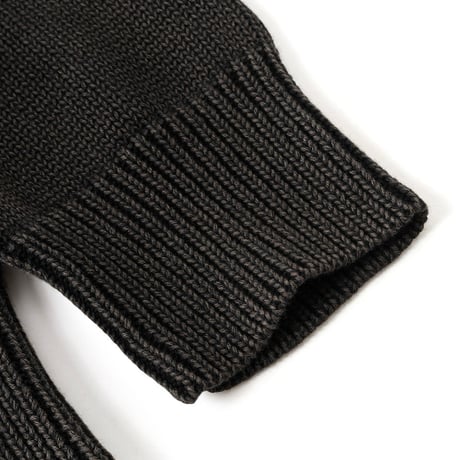 SUPPLIER Washed Triple Cross Leather Patch Crew Knit (Black)｜サプライヤー トリプル クロス レザー パッチ クルー ニット（ブラック）