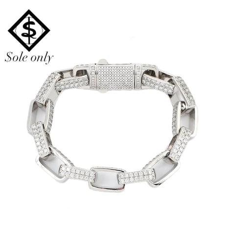 $ole only CZ Diamond Box Chain Bracelet (Silver)｜ソールオンリー CZ ダイヤモンド ボックスチェーン ブレスレット（シルバー）