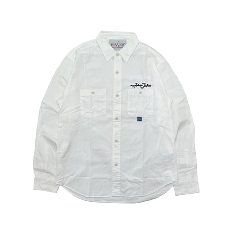 JOHN SOFIA “Staff Uniform” LS Chambray Shirt (WHITE) | ジョンソフィア スタッフユニフォーム ロングスリーブ シャンブレーシャツ（ホワイト）