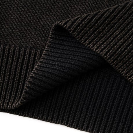 SUPPLIER Washed Triple Cross Leather Patch Crew Knit (Black)｜サプライヤー トリプル クロス レザー パッチ クルー ニット（ブラック）
