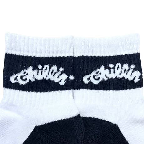 CHILLIN' Logo Socks “Low” (Black / White) | チリン ロゴ ソックス “ロー”（ブラック／ホワイト）