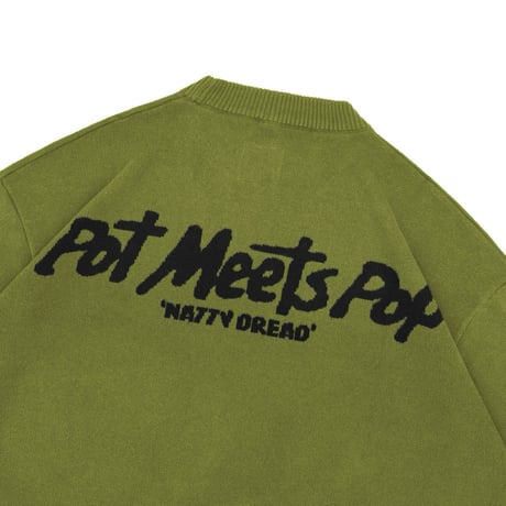 BOB MARLEY × POT MEETS POP NATTY DREAD KNITTED SWEATER (GREEN)｜ボブ・マーリー × ポットミーツポップ ニットセーター（グリーン）