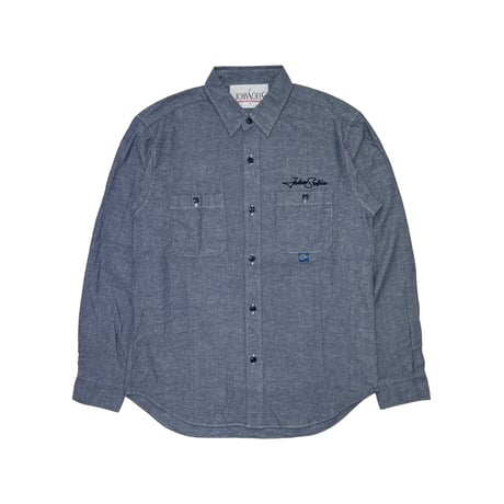 JOHN SOFIA “Staff Uniform” LS Chambray Shirt (NAVY) | ジョンソフィア スタッフユニフォーム ロングスリーブ シャンブレーシャツ（ネイビー）