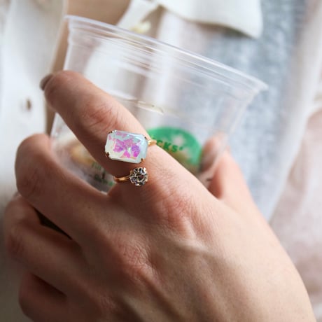 cubic mini ring(ゴールドベース)