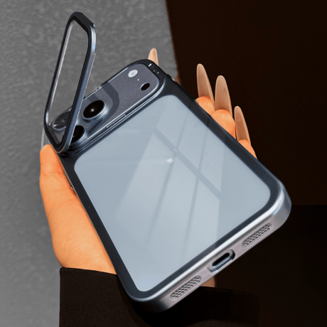 カメラカバースタンド一体 iPhone18ProMax/17Proケース 高透明メタル iPhone17/16Proカバー 黄ばまない 全体保護 [M5717]