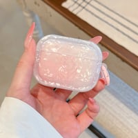 シェル風チューリップ柄 Airpods Pro3ケース ピンク Airpods4/3カバー pro2/pro1 真珠デコ犬ちゃん ギフトにおすすめ[M6596]