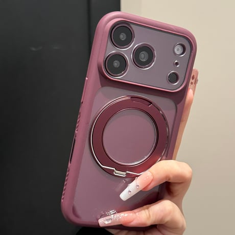 iPhone18Pro/18ProMaxケース  滑り止め加工 カメラコントロール保護カバー付 MagSafeリングスタンド 耐衝撃 [M6750]