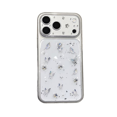 蝶デコ iPhone17/17Proケース ダイヤデコ iPhone16/15Pro/14カバー クリアケース きれい 可愛い[M6654]