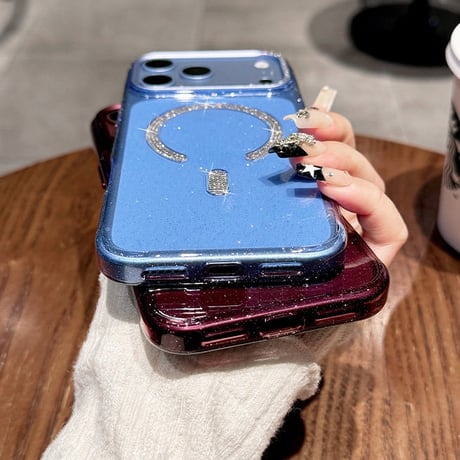 ラインストーン付き iPhone18Pro/18ProMaxケース MagSafe対応 キラキラビジュー iPhone17ProMax/16ケース 高透明 耐衝撃 [M6755]