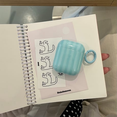 ストライプ柄 AirpodsPro3ケース シンプル風 Airpods4カバー  AirpodsPro2/Pro1カバー リング付き お揃い[M6664]